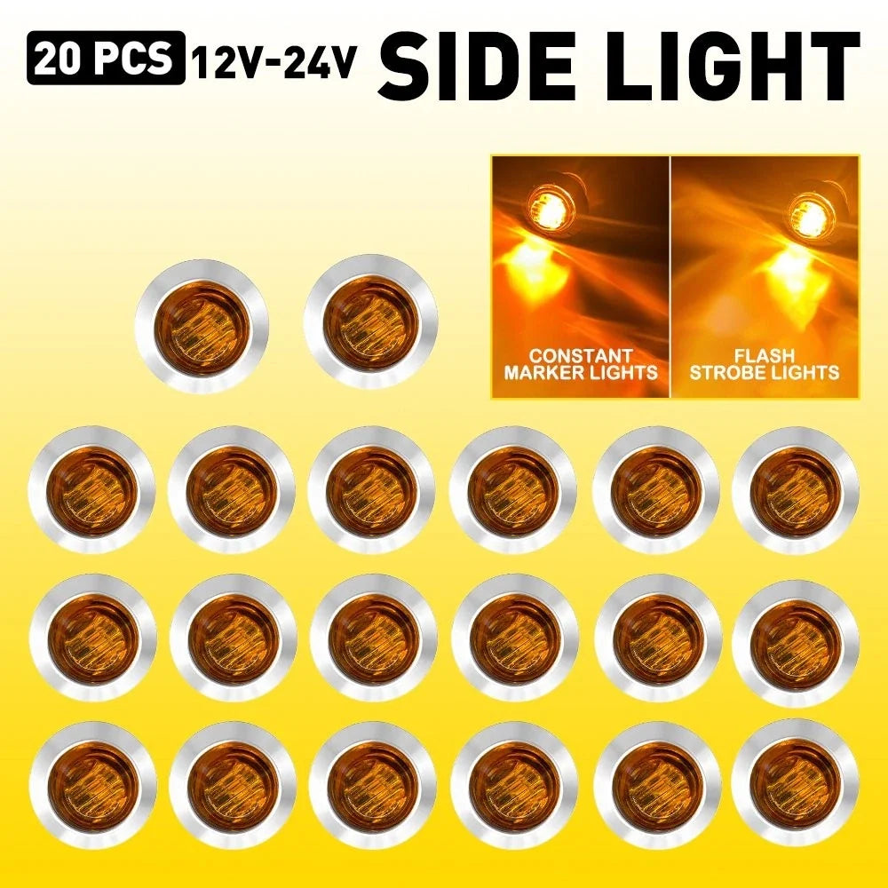 20X LED Strobe+Steady Marker Lights for Golf Cart EV (12-24V)