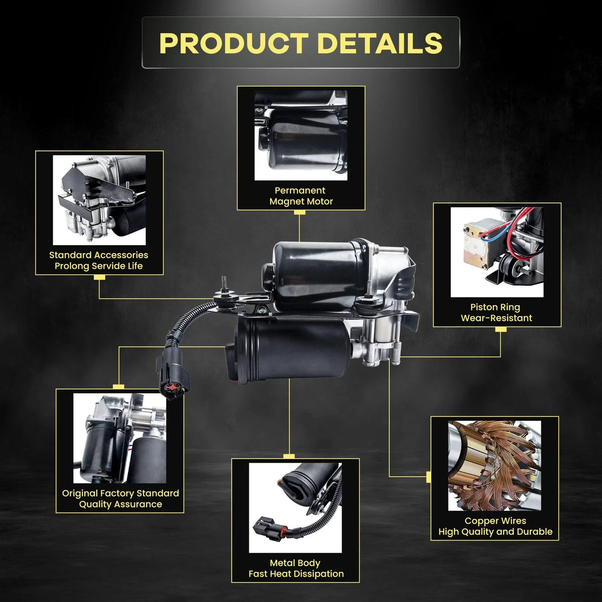 Compressor Pump & Rear Air Suspension Bags for Lincoln Town Car 1990-2011