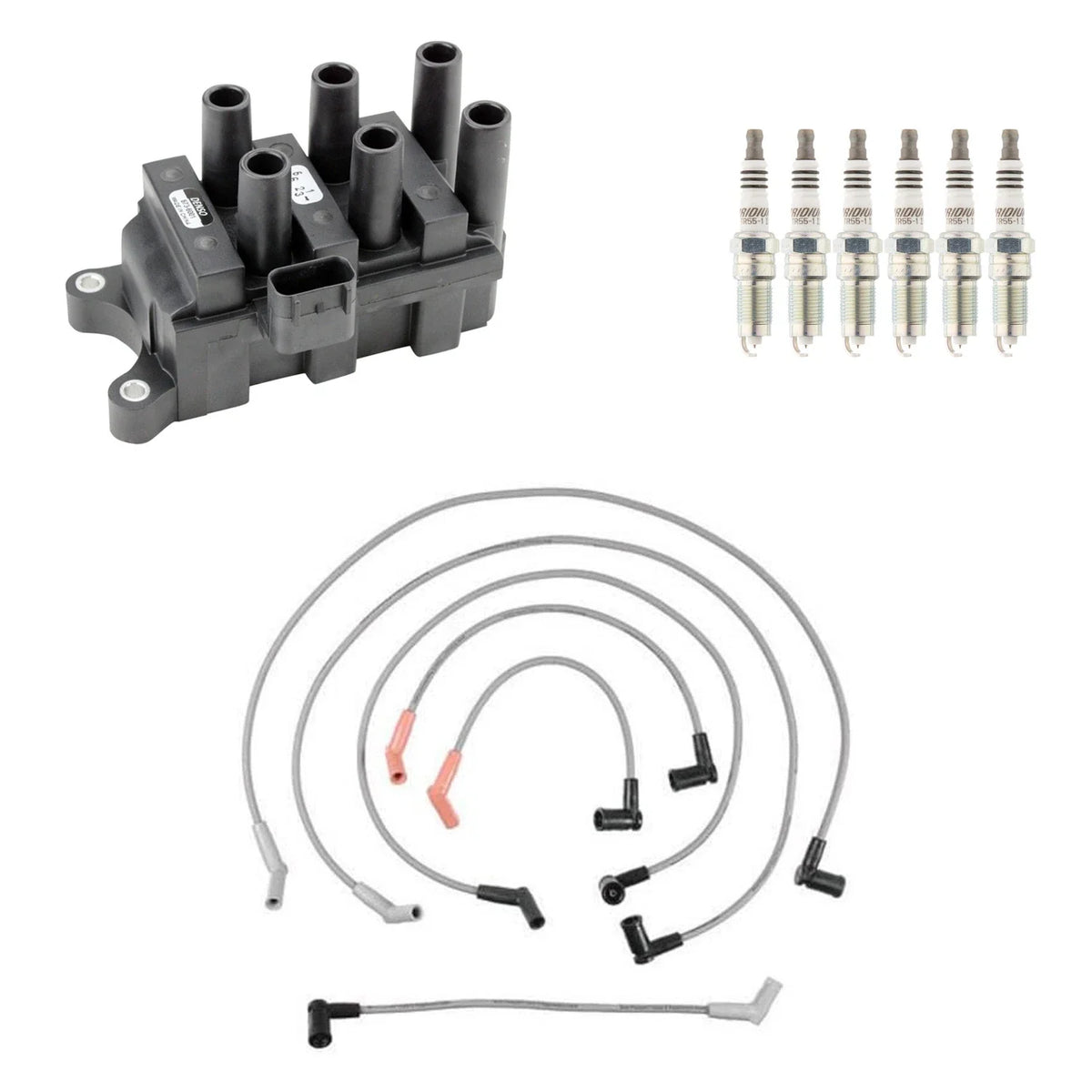 Denso Ignition Coil Wires & 6 NGK Iridium Spark Plugs for F-150 (1997–2003)