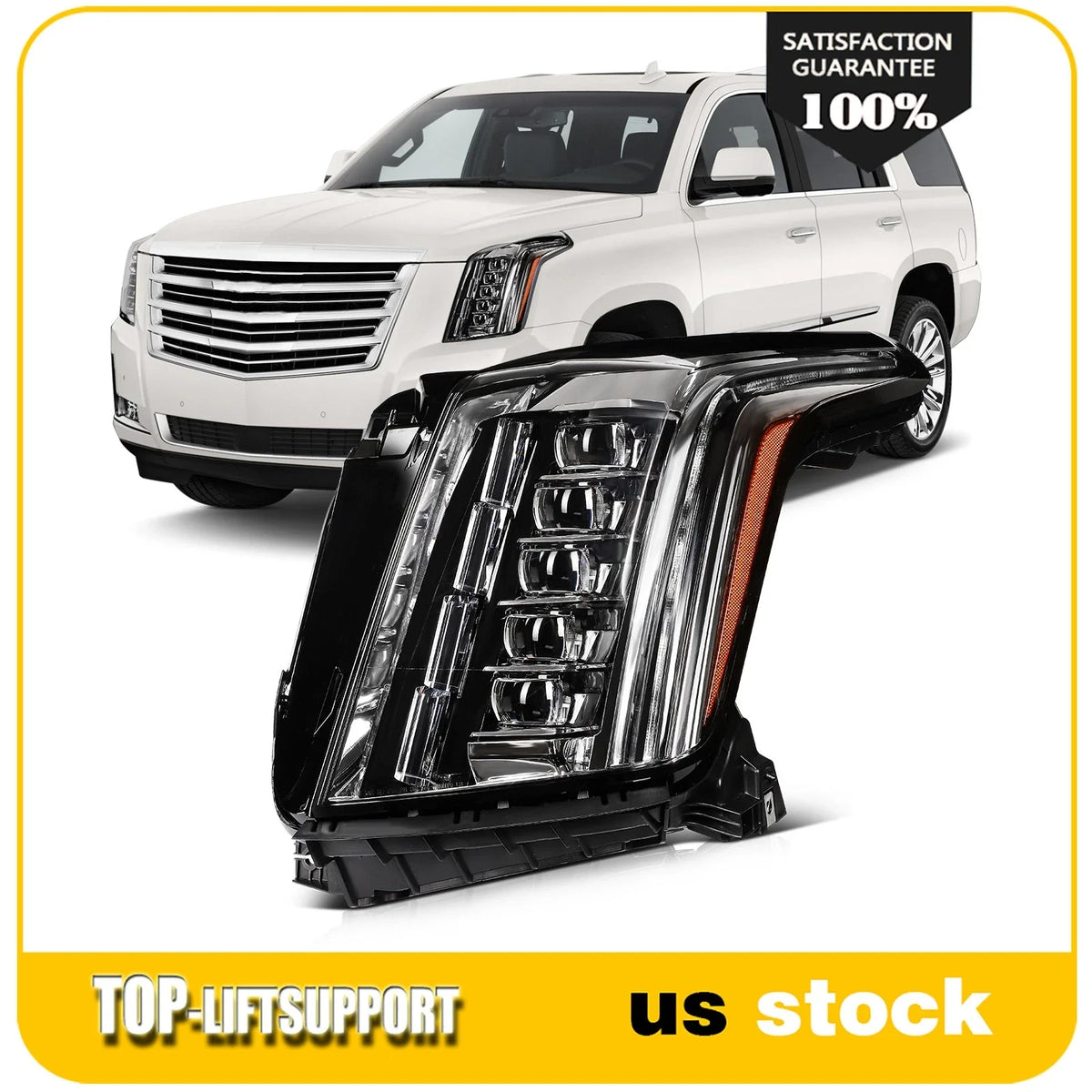 Full LED Left Side Headlight for Cadillac Escalade ESV (2015–2020)