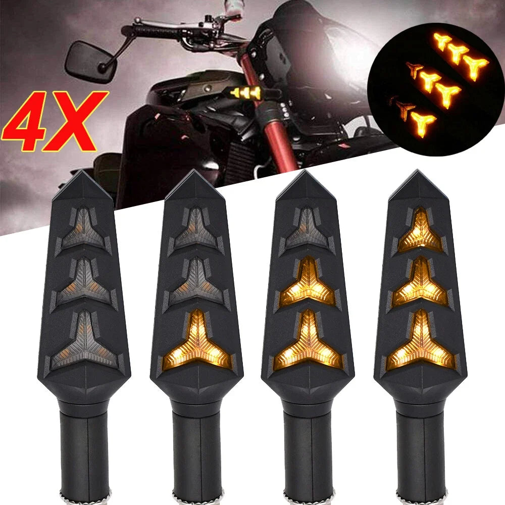 4Pcs Motorcycle Turn Signal LED Flowing Blinkers