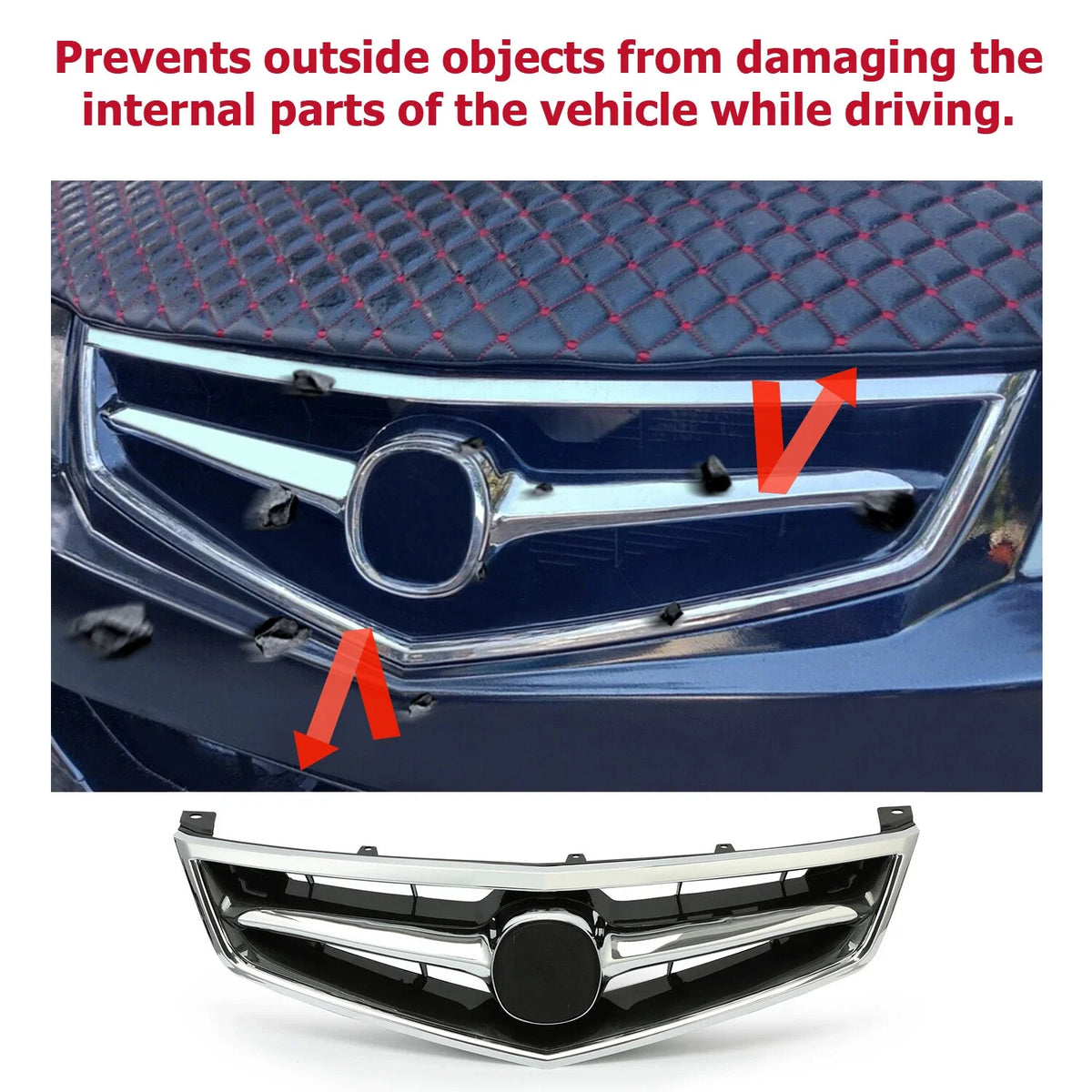 Front Upper Grille with Chrome Trim for Acura TSX 2006-2008