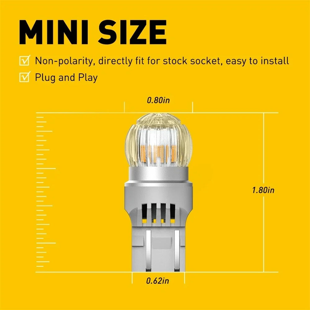 Amber 7443 LED Front Turn Signal Bulbs (2X) - No Hyper Flash