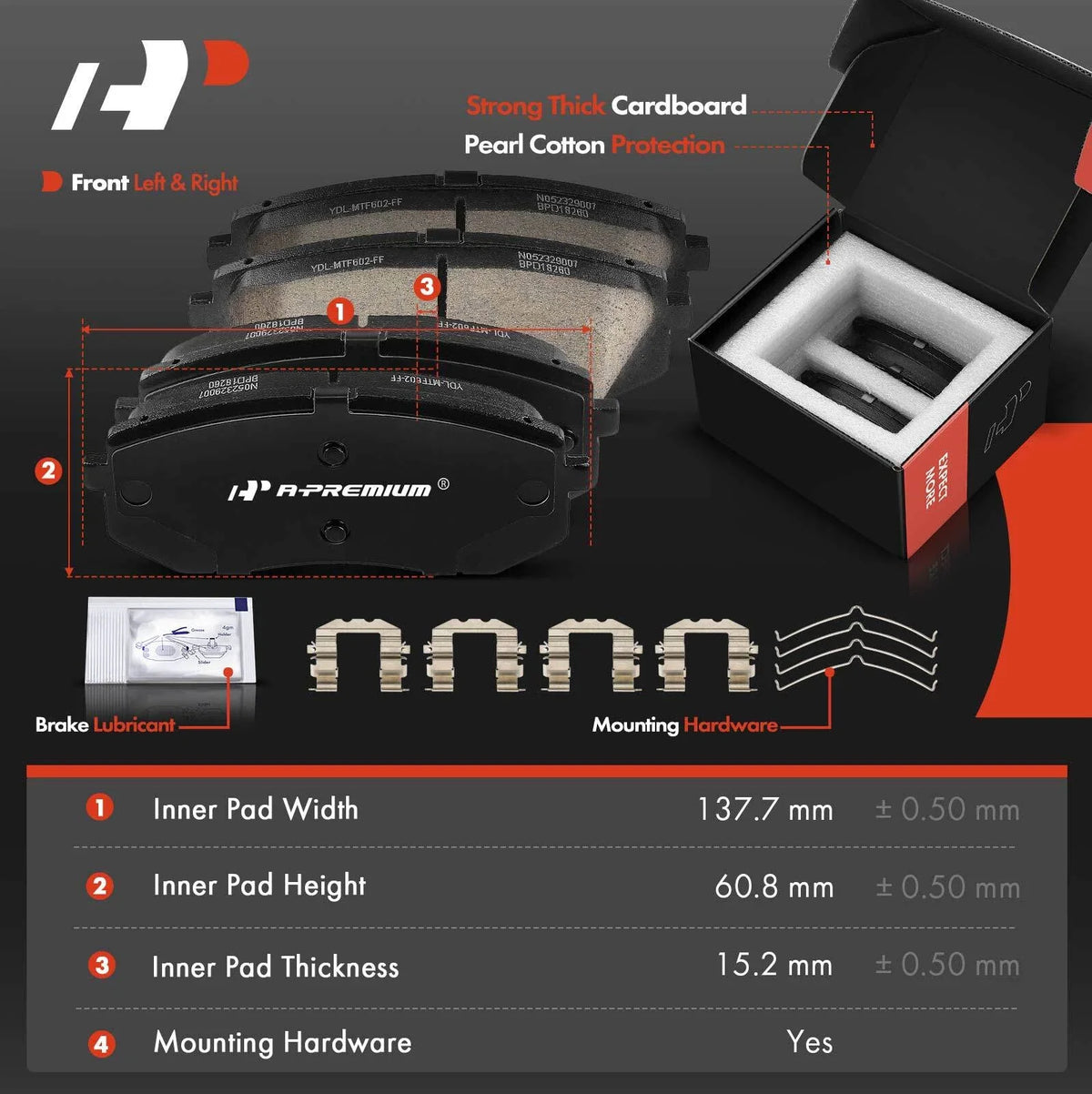 Front Brake Pads and Disc Rotors Set for Hyundai Sonata (2015-2019)