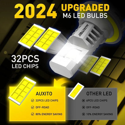 2X Canbus H13 9008 LED Headlight Bulbs for