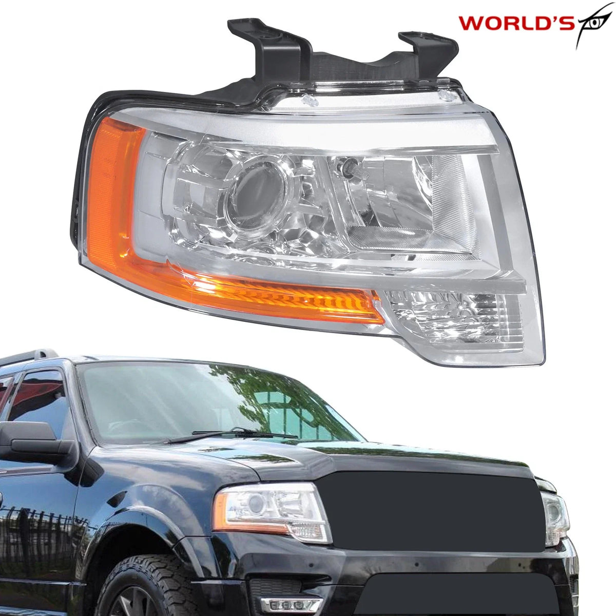 Halogen Projector Headlight for Ford Expedition (2015–2017) Chrome Right Side
