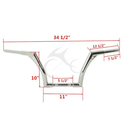 Chrome 1 1/4" Fat 10" Ape Hanger Handlebar for Harley Sportster XL 883 1200 (2004–2023)