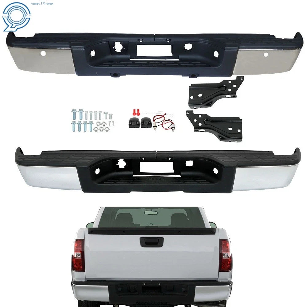 Chrome Rear Bumper Assembly for Chevy Silverado GMC Sierra 1500 (2007–2013)