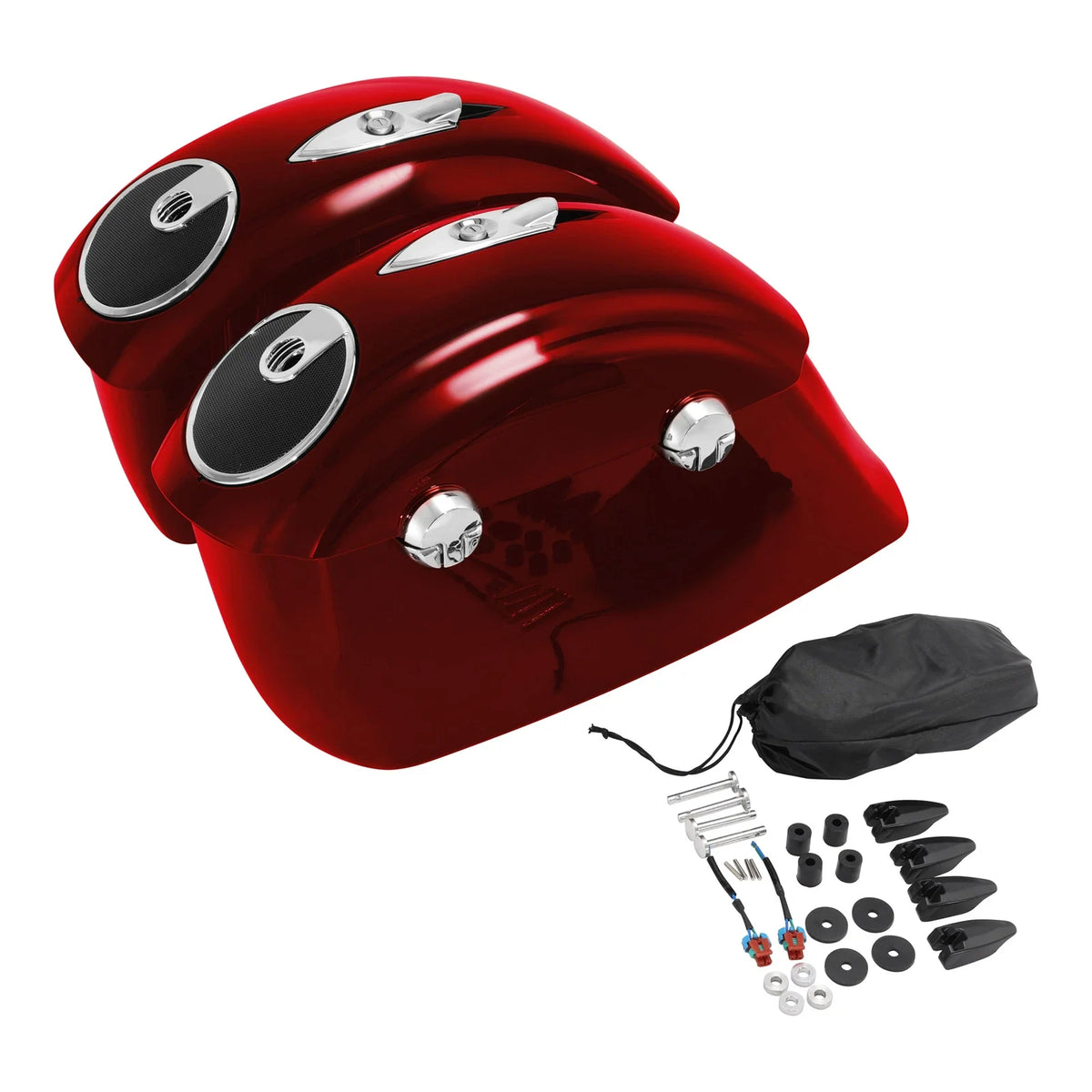 Hard Saddlebags with Electronic Latch in Red for Indian Chieftain 2014-2018