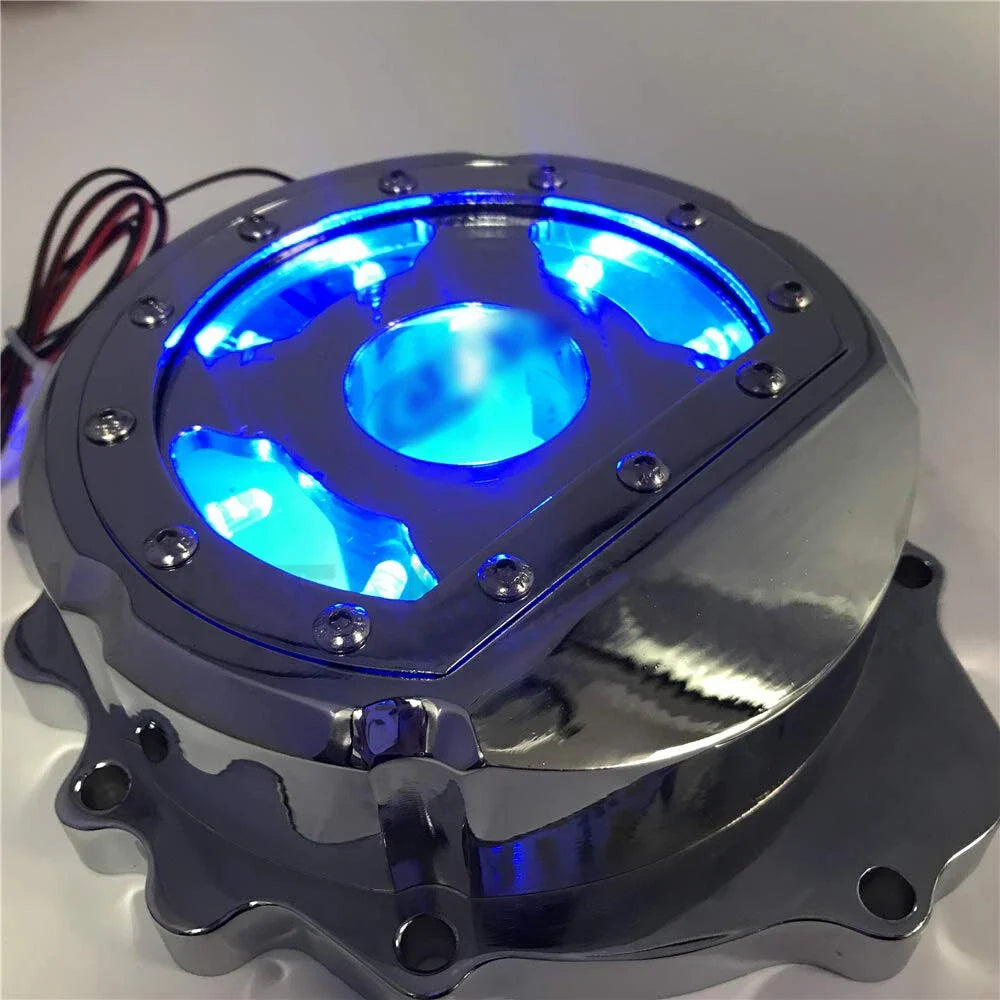 Blue LED Chrome Left Engine Stator Cover for Honda CBR600RR 2003-2019