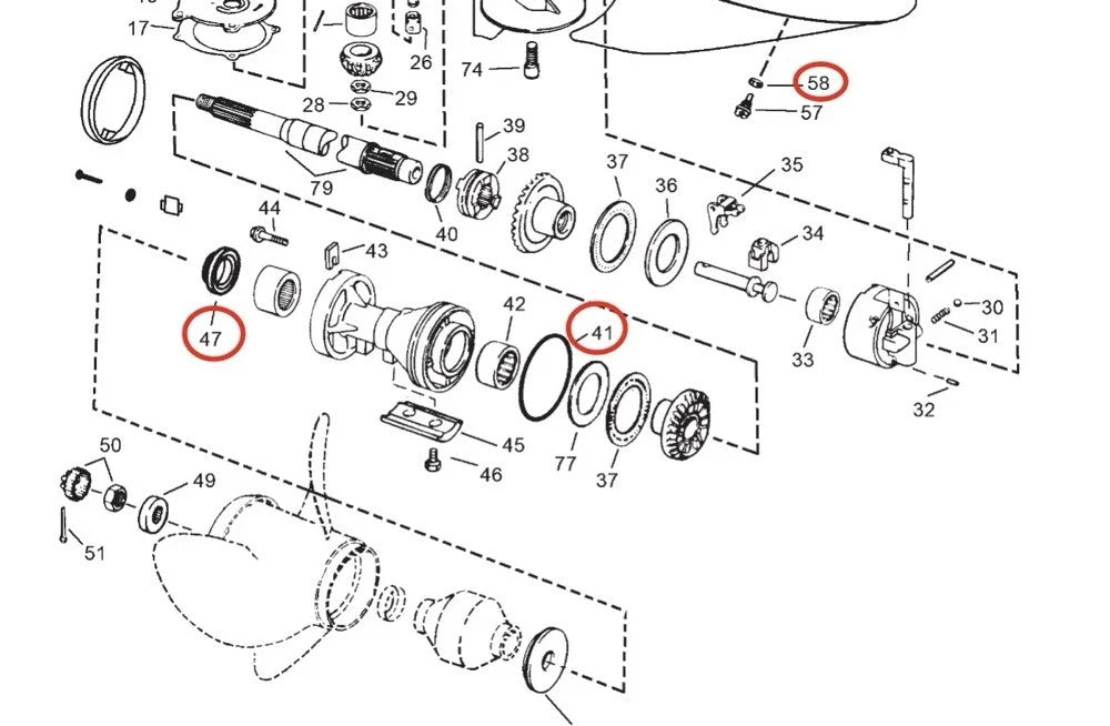 Lower Unit Seal Kit 341281 for Johnson 60' V6 (1990–2023)
