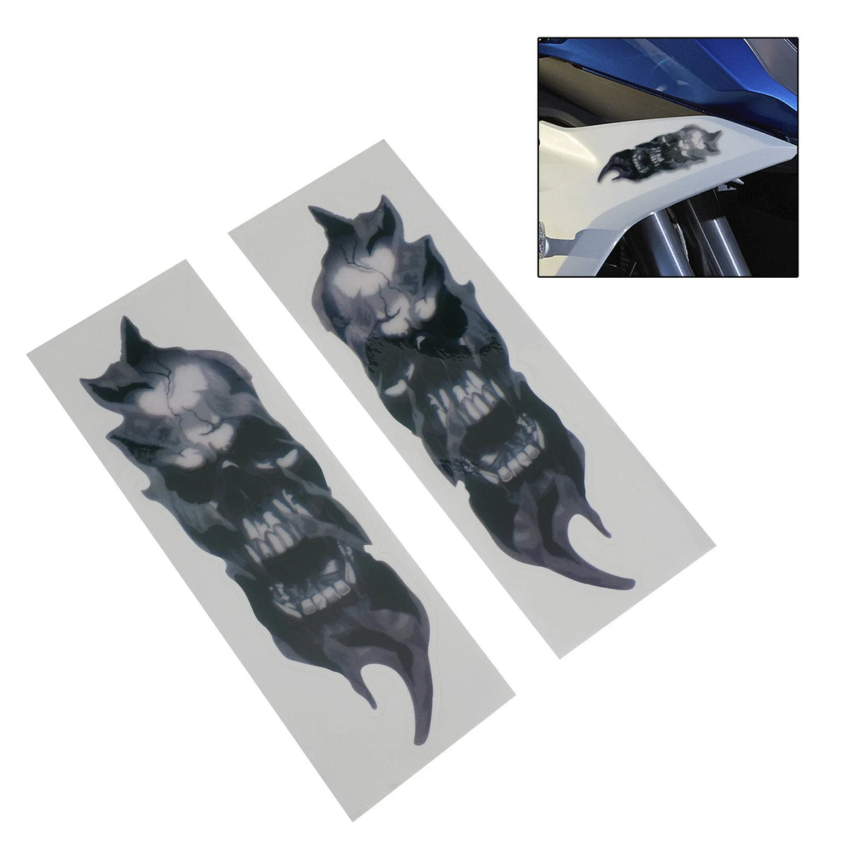 2X Front Fork Skull Decals for Motorcycle Touring T9