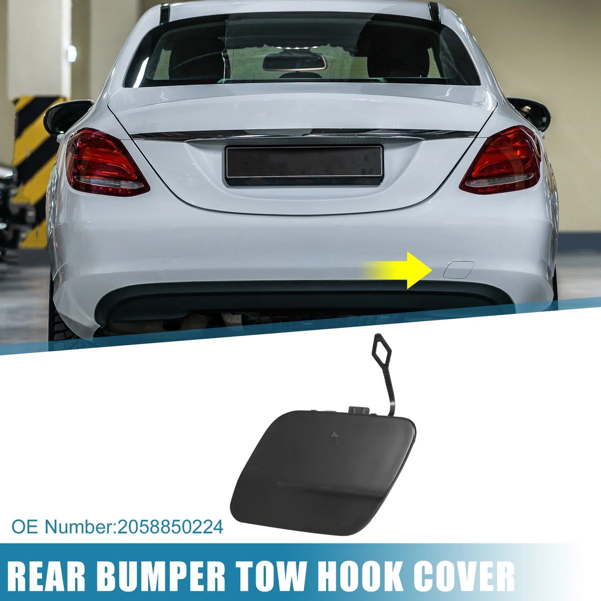 Rear Bumper Tow Hook Cover 2058850224 for Mercedes-Benz C300 C400 (2015) Black