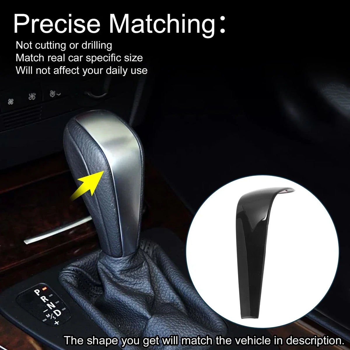 Gear Shift Knob Cover Sticker for BMW E90 E92 1 Series Z4 X1 - ABS Black