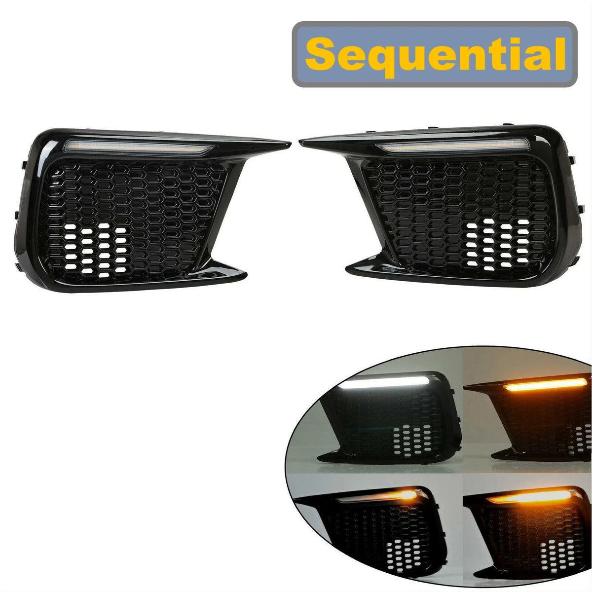 Sequential LED DRL Fog Light Bezels for Subaru WRX STI (2018–2021) LH+RH