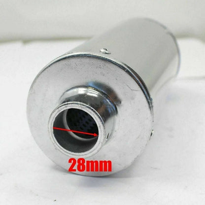 Exhaust Muffler Pipe 28mm in Black Silver for Pitpro Atomik 50cc 70cc 110cc