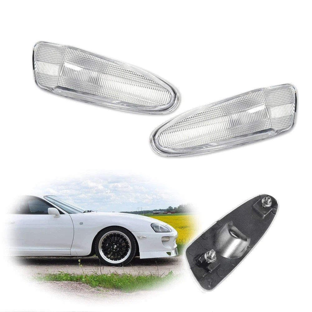 Clear Plastic Lens Front Side Marker Lights for Toyota Supra (1997–1998)