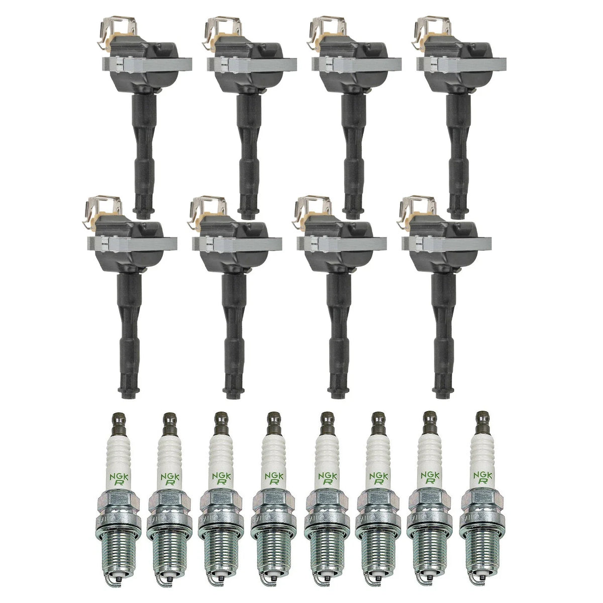 Set of 8 Ignition Coils & NGK V-Power Spark Plugs for BMW E32 E39, Porsche Cayenne, Volvo XC90 V8
