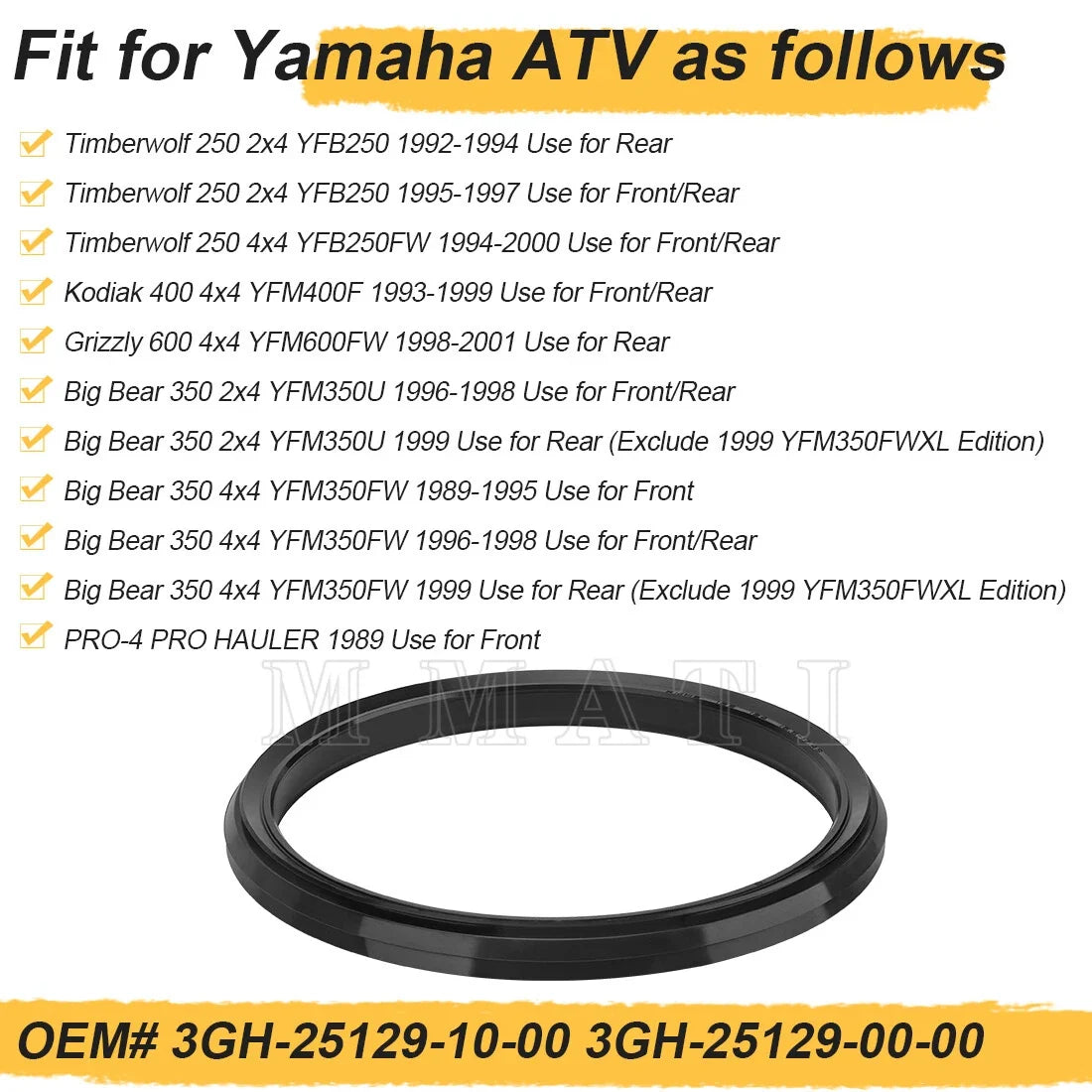 Wheel Dust Seal for Yamaha Big Bear 350, Grizzly 600, Timberwolf 250