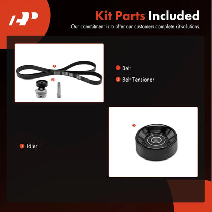 3X Serpentine Belt Drive Component Kit (1998-2000) for Ford Taurus