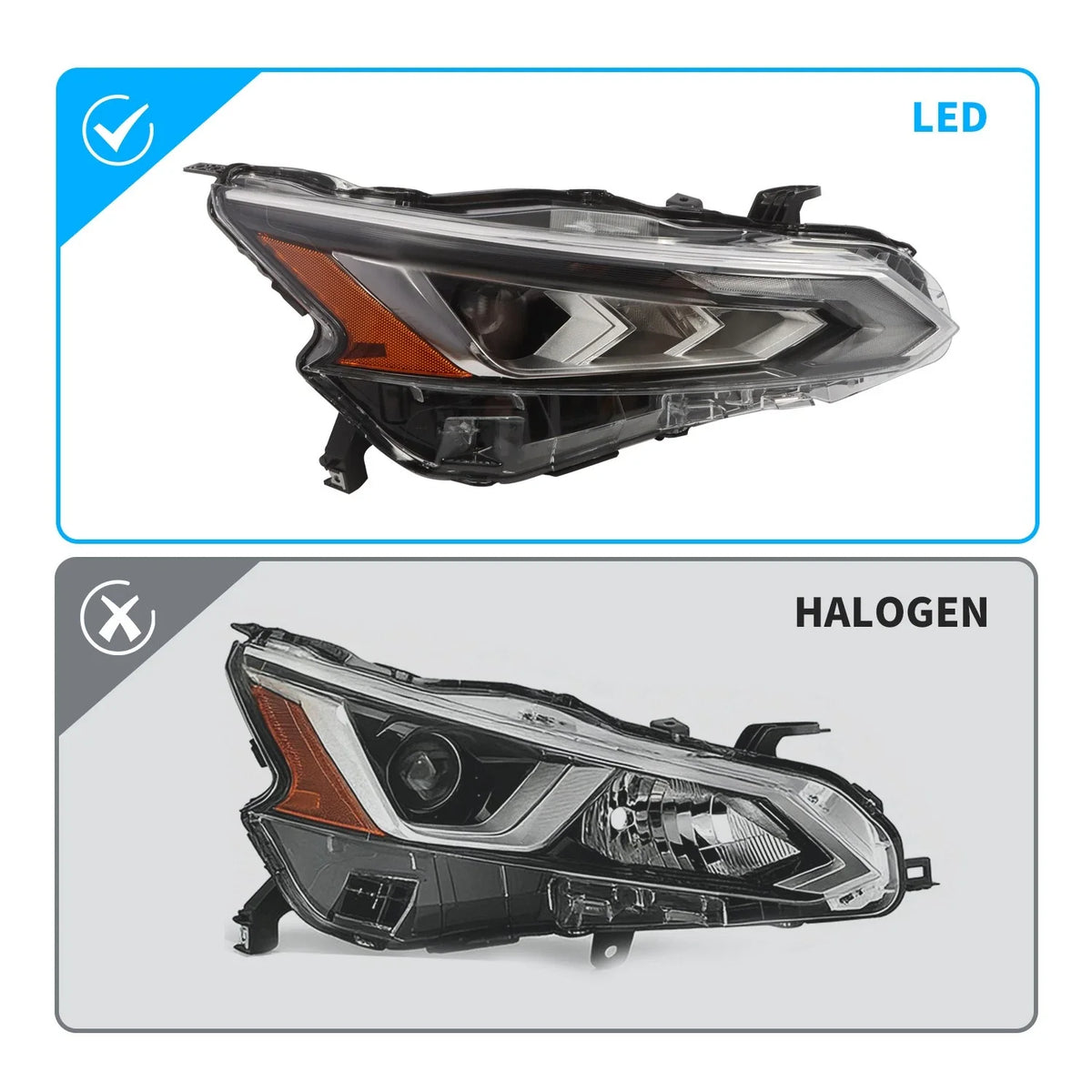 Projector Headlight LED Chrome for Nissan Altima 2019-2022