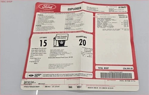 Original Dealer Window Sticker for Ford Explorer 4x4 (2002)
