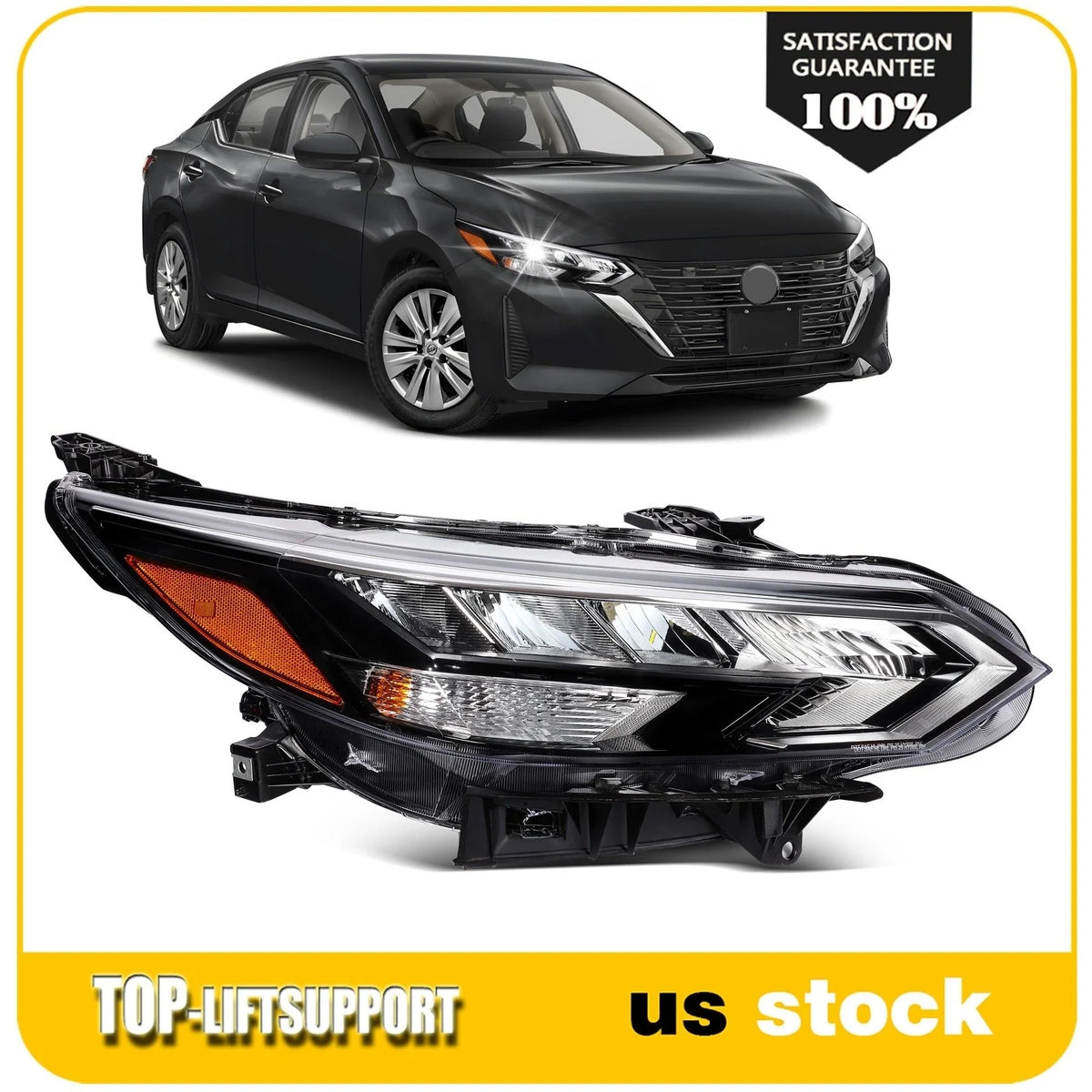 Passenger Right Side Headlight with Bulbs for Nissan Sentra (2024–2025)