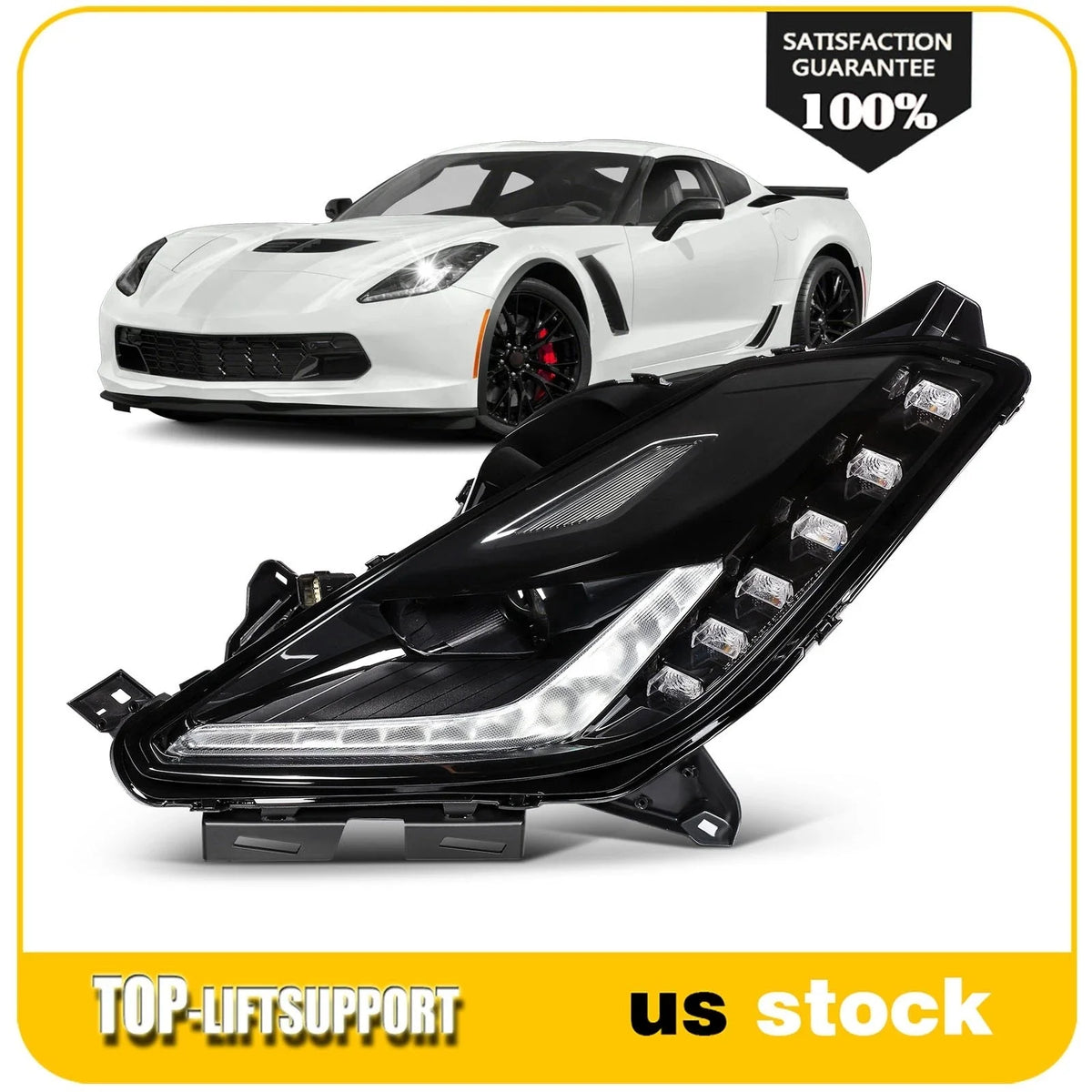 Left Side HID Xenon LED Headlight for Chevy Corvette C7 (2014–2019)