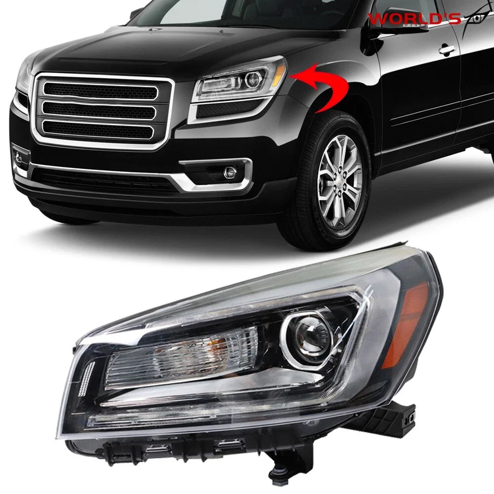 Projector Headlight for GMC Acadia (2013–2016) Halogen with LED Tube Black Left