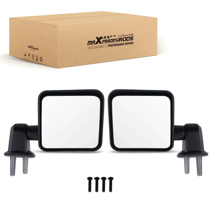 Pair of Manual Side Mirrors in Black for Jeep Wrangler Unlimited 2007-2017