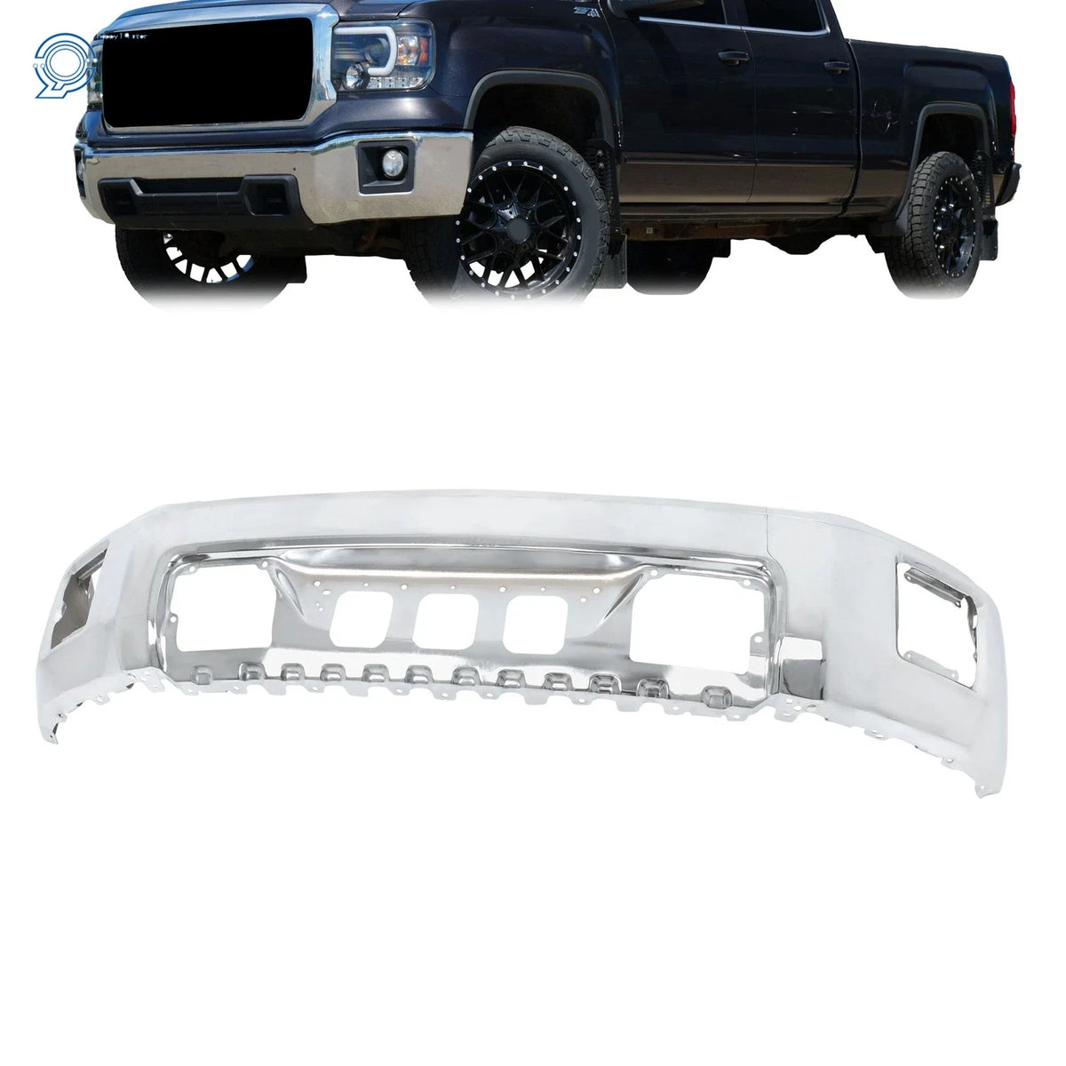 Fog Light Hole Chrome Front Bumper for GMC Sierra 1500 2014-2015