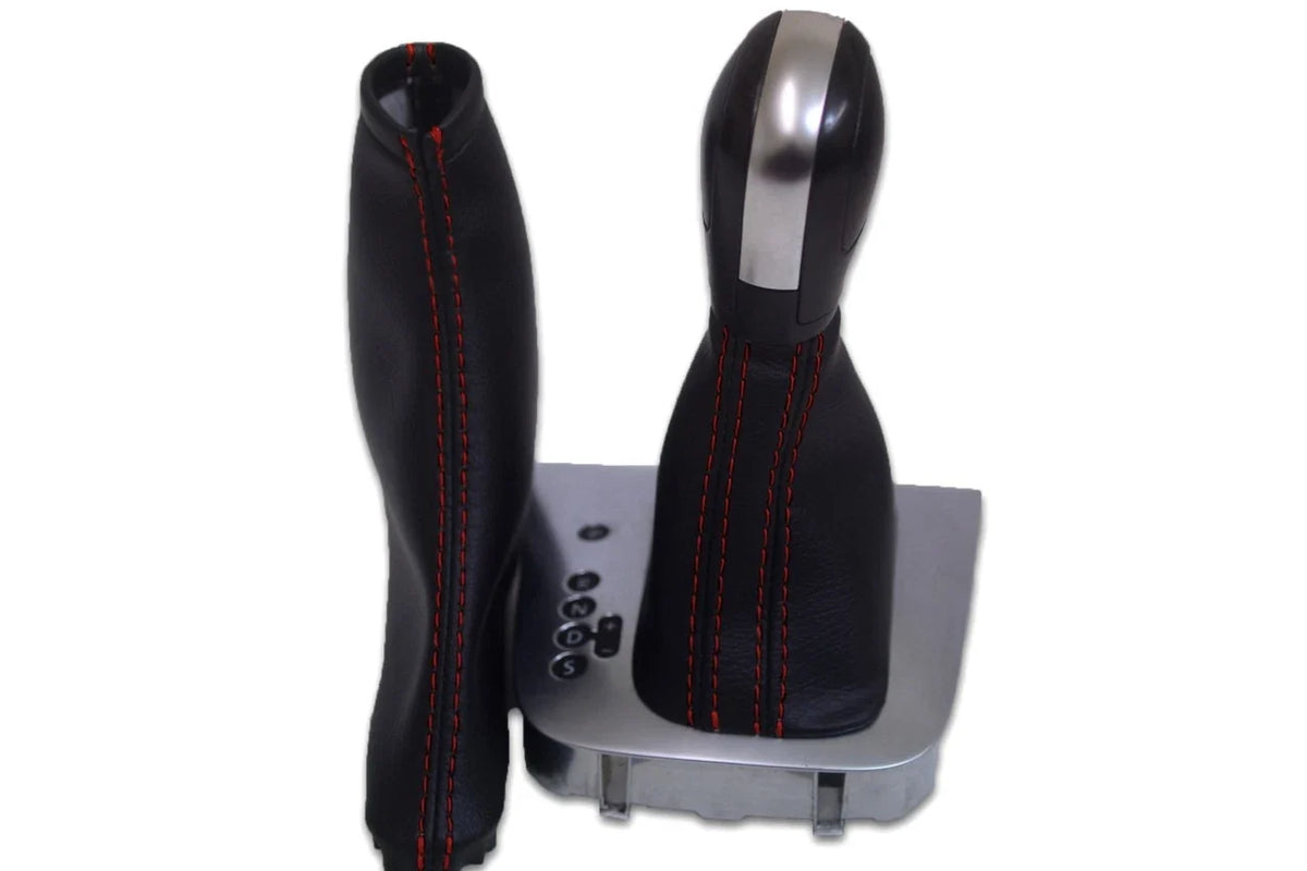 Leather Synthetic Automatic & Brake Boot for VW Jetta (2011–2018) Red Stitch