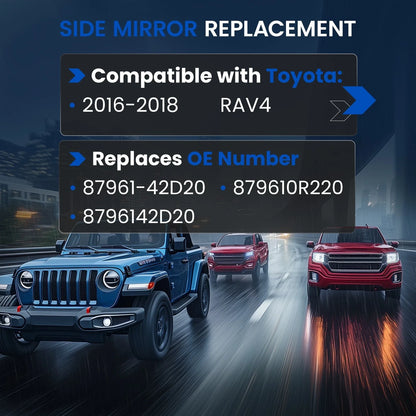 Left Driver Side Heated Mirror Glass for Toyota RAV4 (2016–2018)