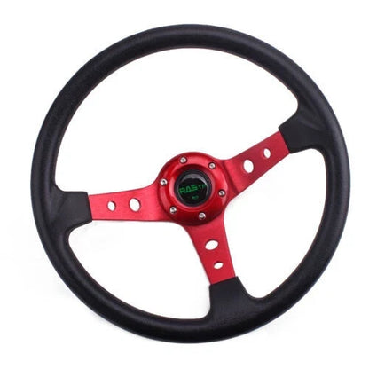 Quick Release Adapter Kit with 345mm Deep Dished Red Racing Steering Wheel