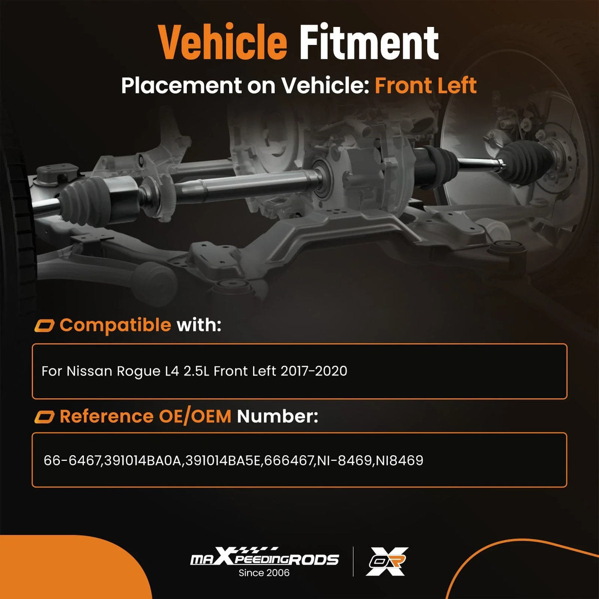 Front Driver CV Axle Assembly for Nissan Rogue (2017–2020) L4 2.5L