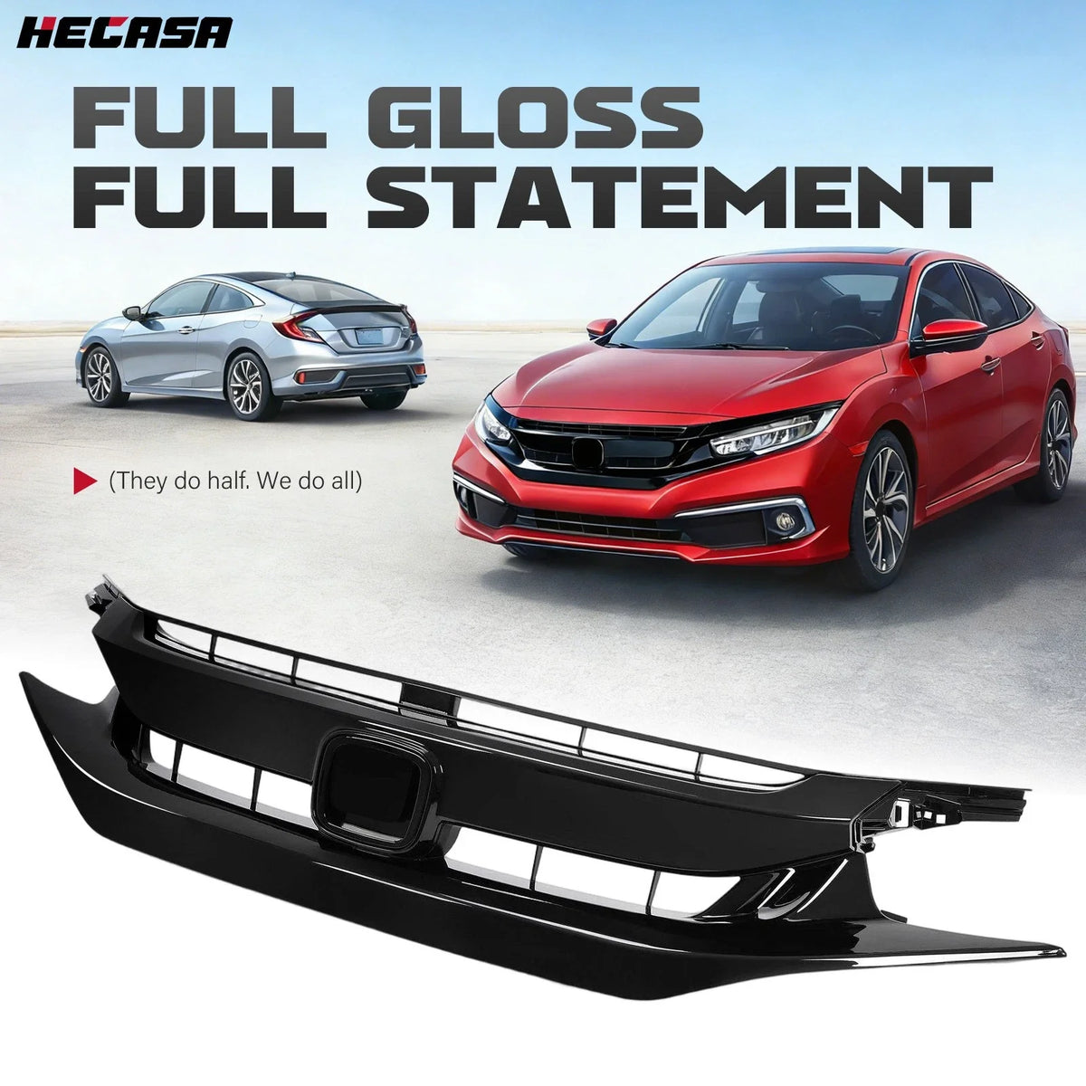 Mesh Front Hood Grille for Honda Civic 2019-2021 Sedan and Coupe Black
