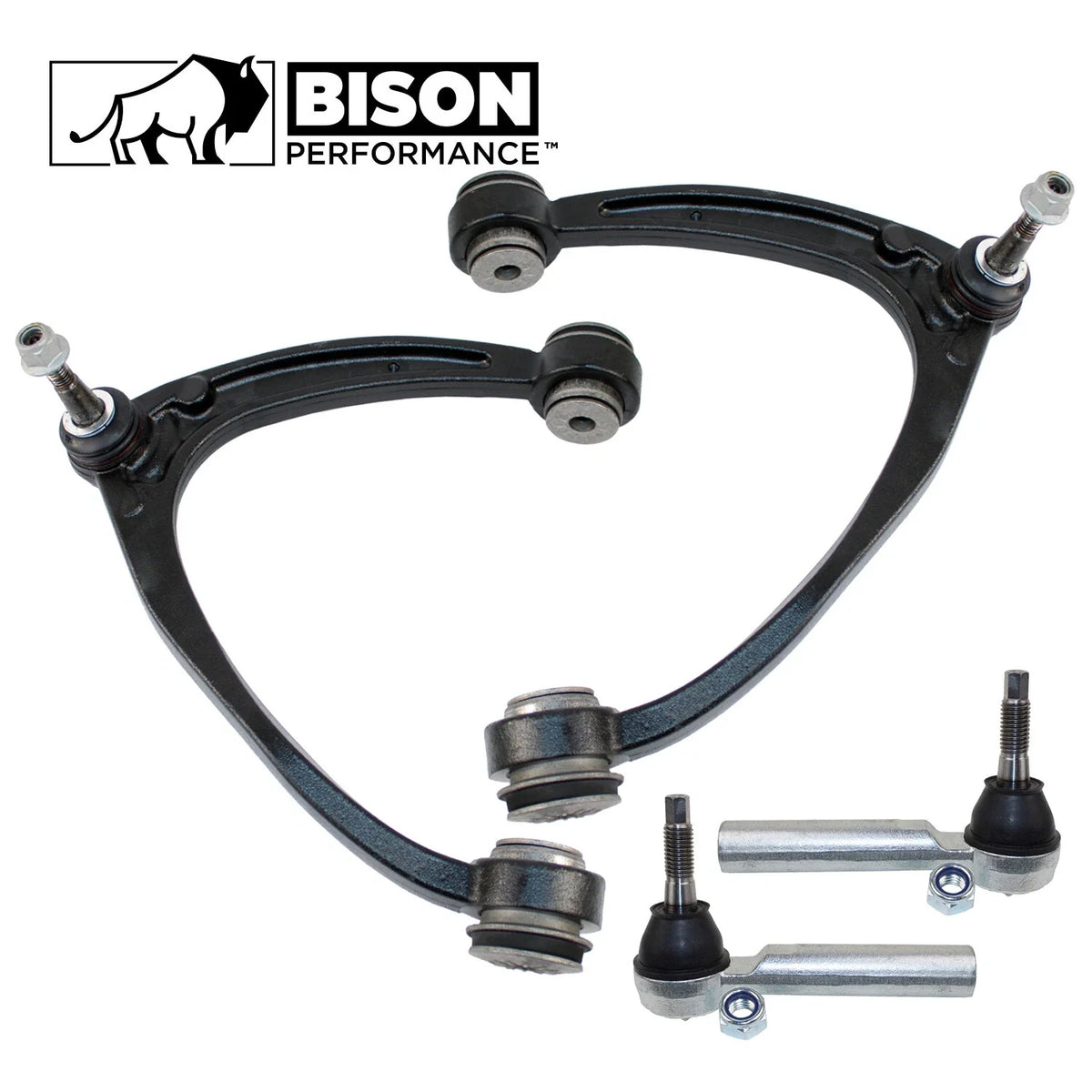 4-Piece Set of Front Upper Control Arms and Outer Tie Rods for Chevy GMC