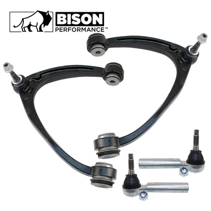 4-Piece Set of Front Upper Control Arms and Outer Tie Rods for Chevy GMC