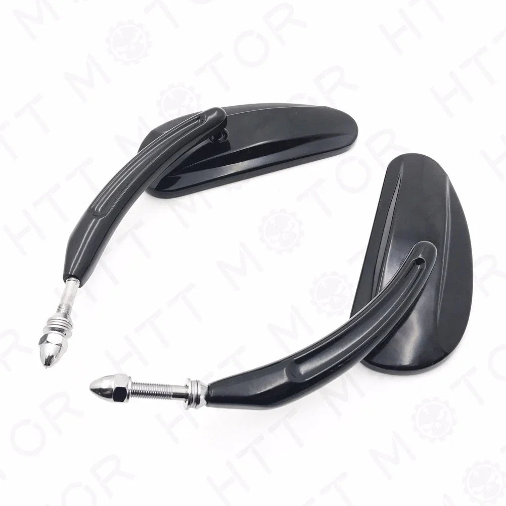 Teardrop Racing Mirrors Set in Black for Harley Street Bob Fat Bob 1982-2017