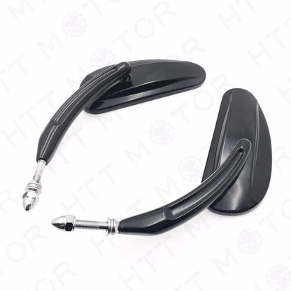 Teardrop Racing Mirrors Set in Black for Harley Street Bob Fat Bob 1982-2017