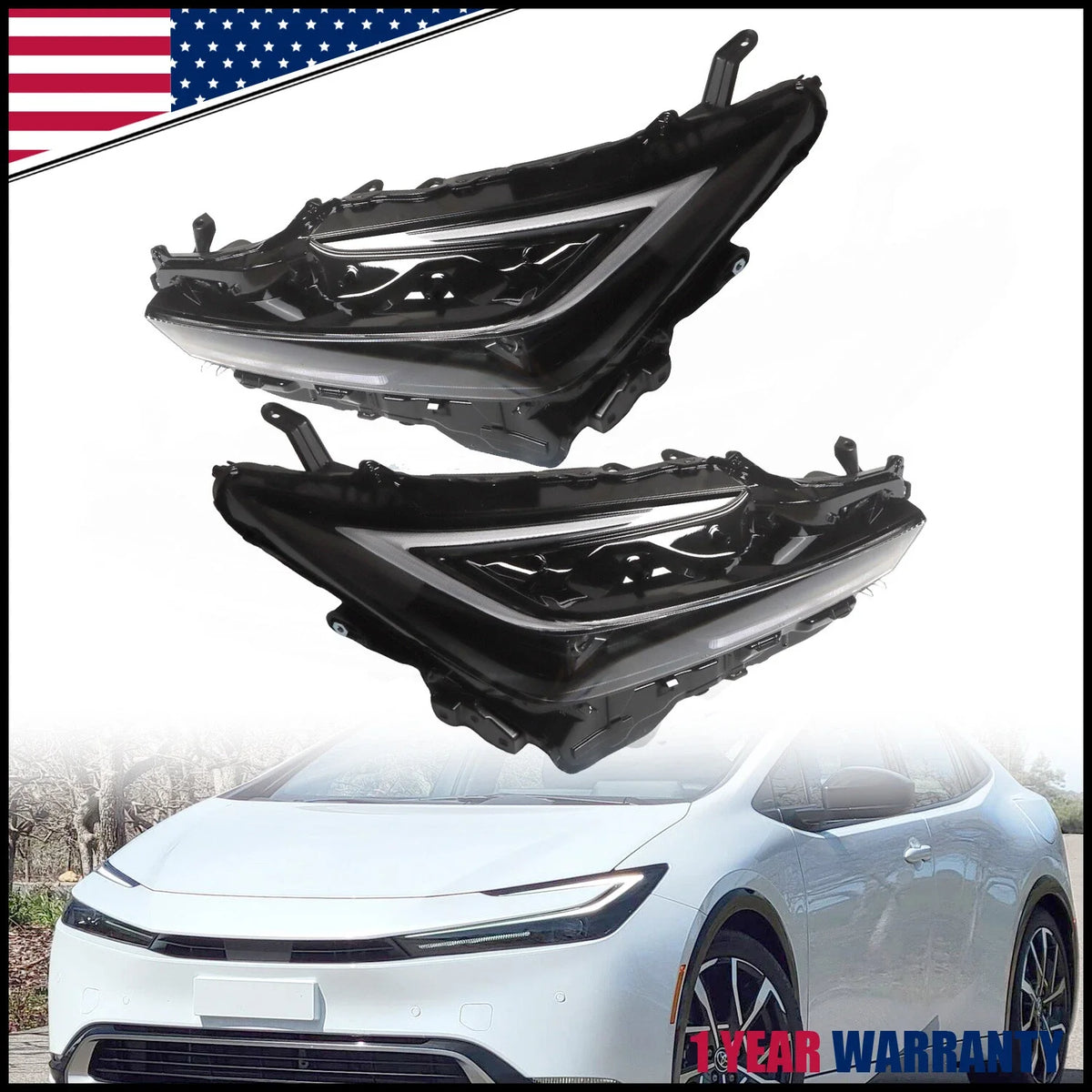 LED Headlight Assembly Set for Toyota Prius 2023-2024