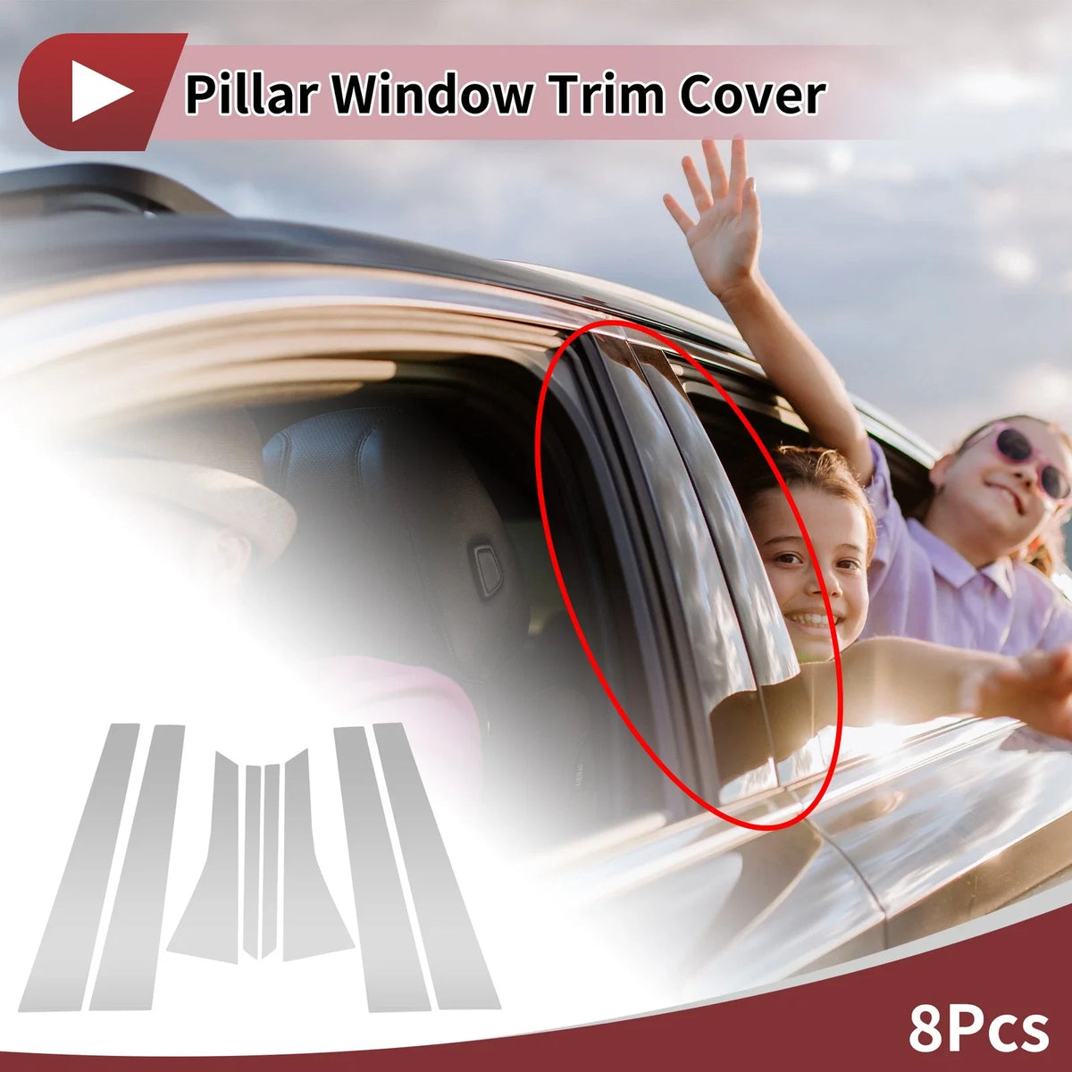 8 Pcs Door Pillar Window Trim for Buick Lacrosse (2004–2009) Chrome
