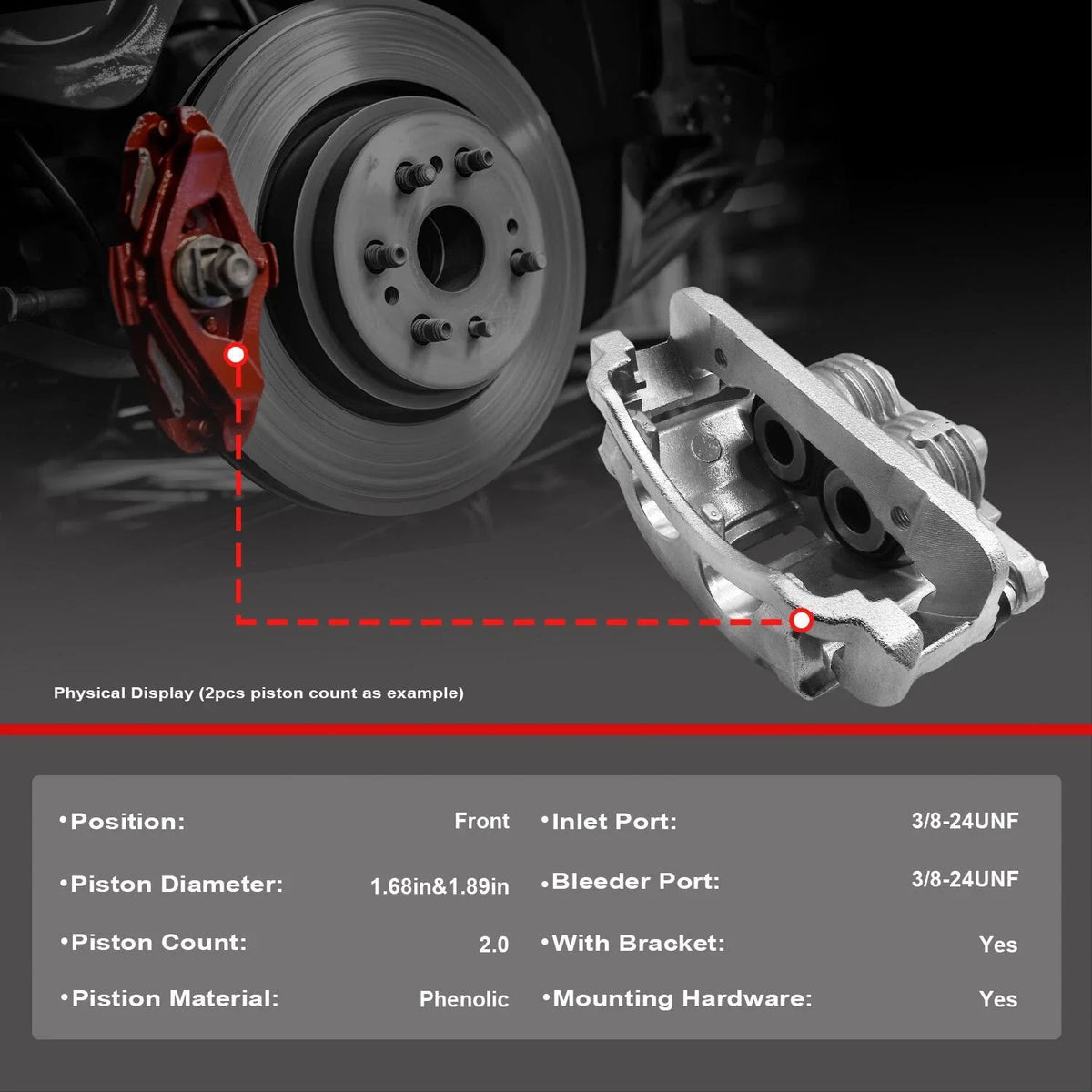 Front Brake Caliper w/Bracket for Ford F-250 Super Duty F-350 (2005–2012)