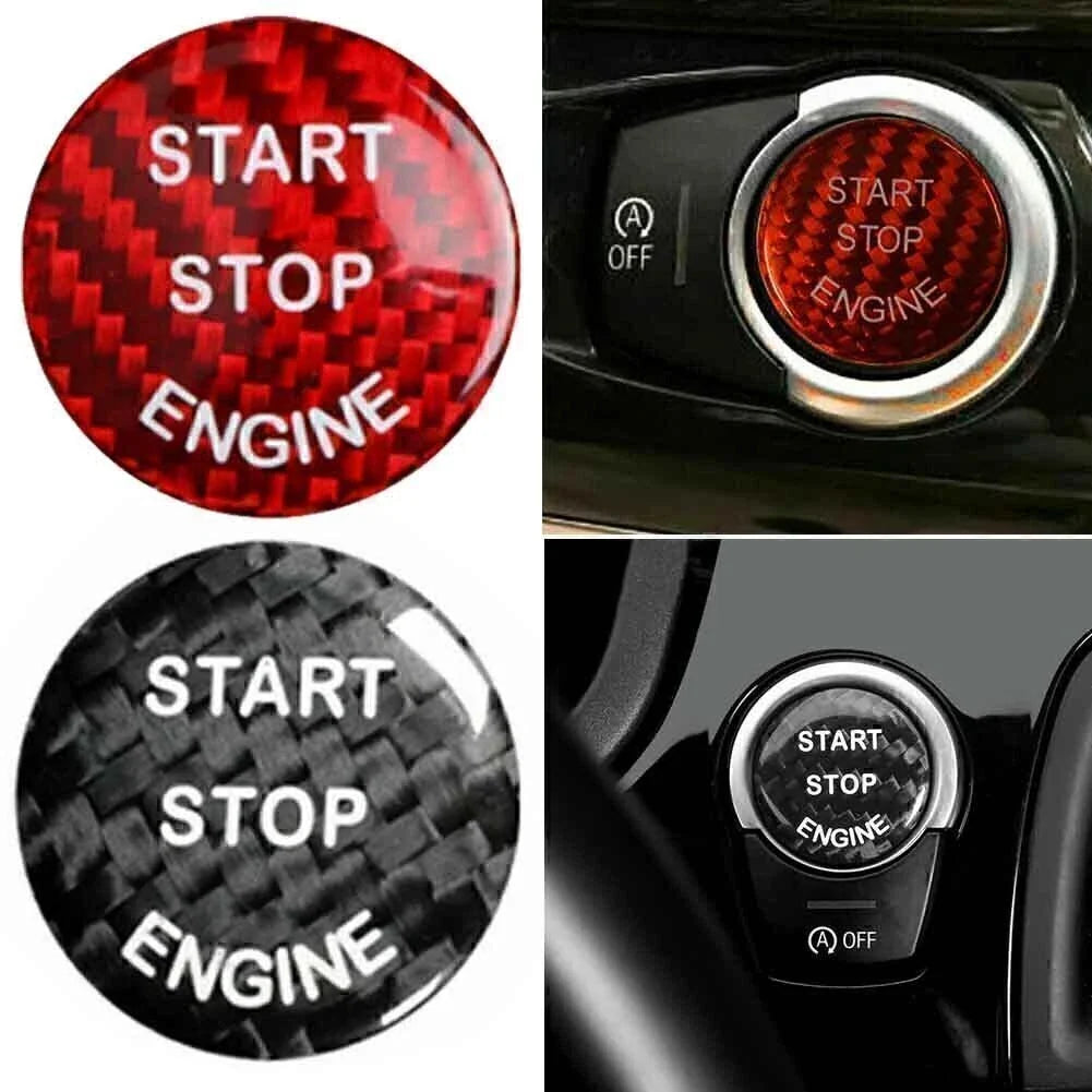 Red Carbon Fiber Trim Keyless Start Button Cover for BMW F-Chassis (1-5)