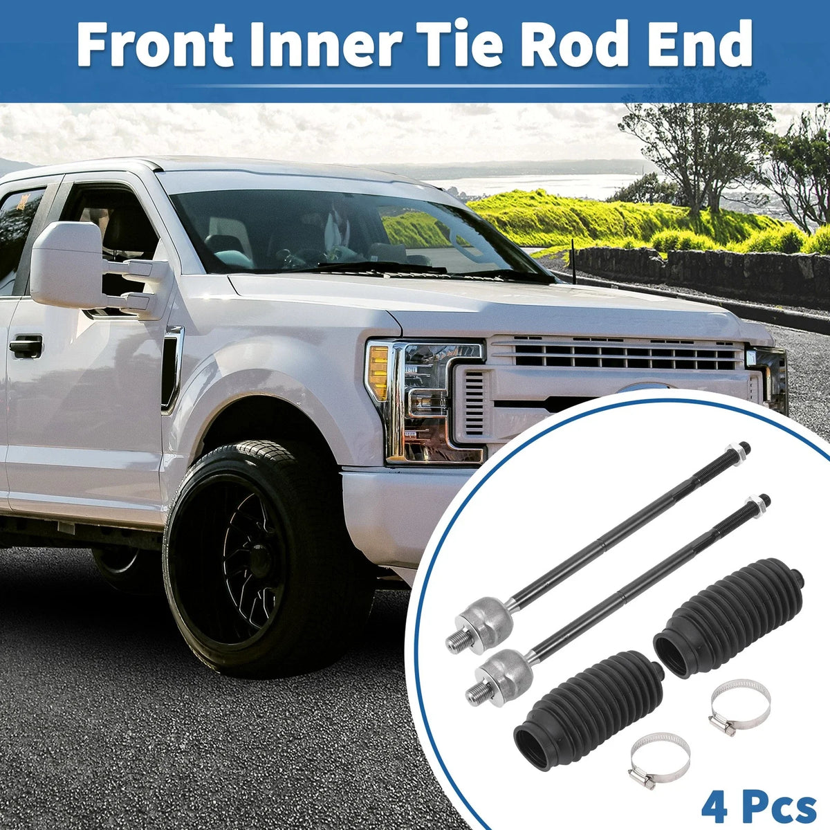 Set of 4 Front Inner Tie Rod End Links for Ford Mustang (2005–2010) No.EV80804