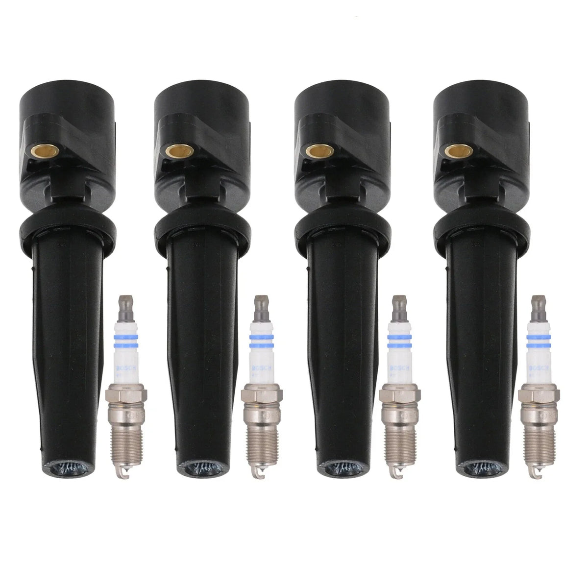 Set of 4 Ignition Coils & Platinum Spark Plugs for Ford Escape (2001–2007)