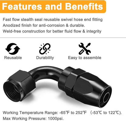 CPE Fuel Hose AN10 90° Swivel Hose End Connector (1PCS)