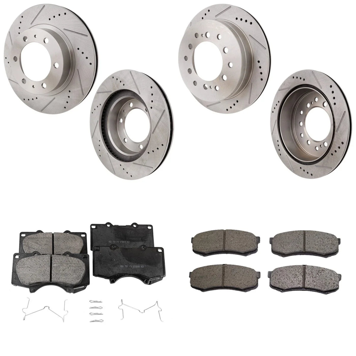 Brake Disc & Pad Set - Slotted & Cross-drilled for Toyota 4Runner 2003-2009