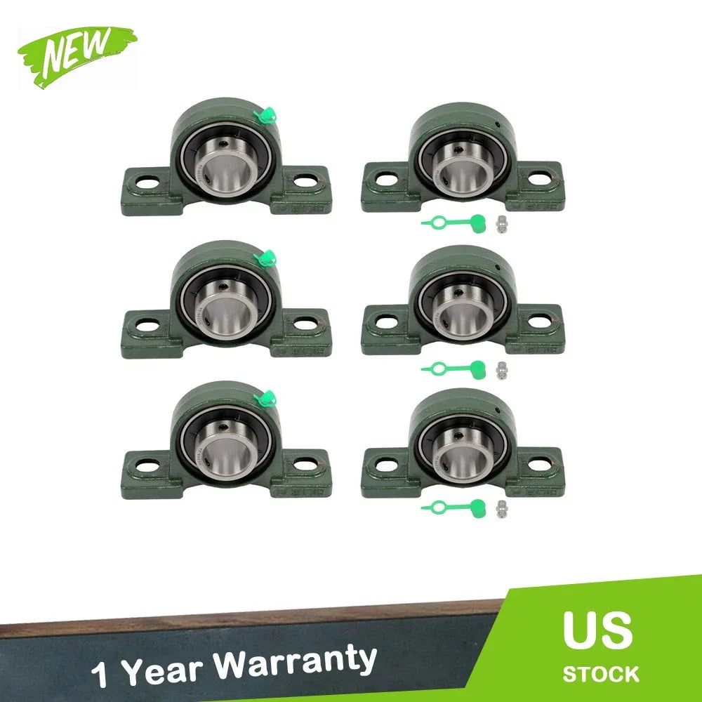 Set of 6 Pillow Block Bearings for Various Applications (Self-Aligning)