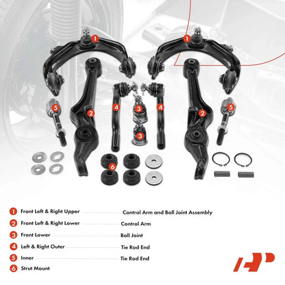 12-Piece Front Control Arm Tie Rod Ends for Honda Accord (1998–2002)